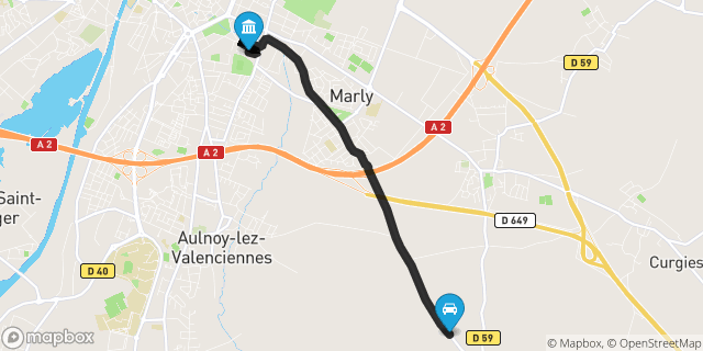 Itinéraire vers Valenciennes