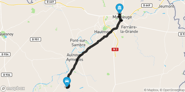 Itinéraire vers Maubeuge