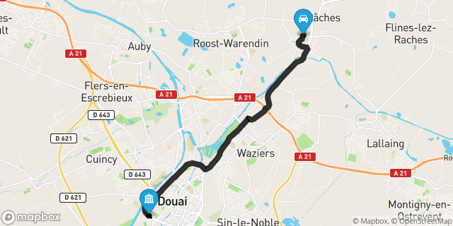 Itinéraire vers Douai