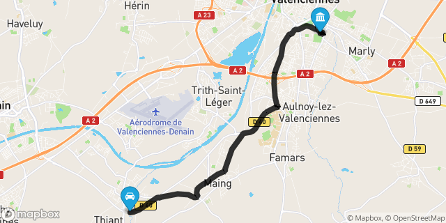 Itinéraire vers Valenciennes