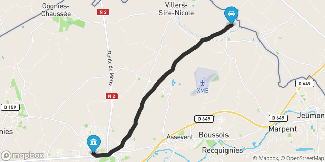 Itinéraire vers Maubeuge