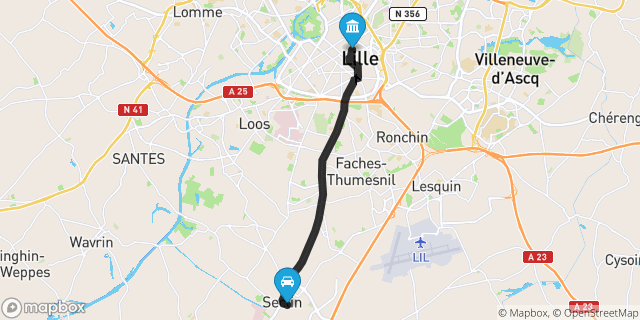 Itinéraire vers Lille
