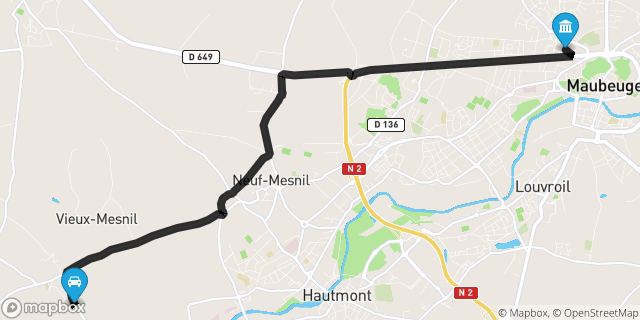 Itinéraire vers Maubeuge