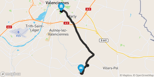 Itinéraire vers Valenciennes