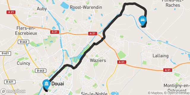 Itinéraire vers Douai