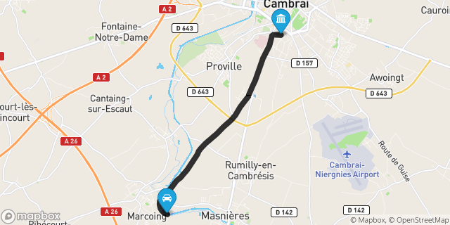 Itinéraire vers Cambrai