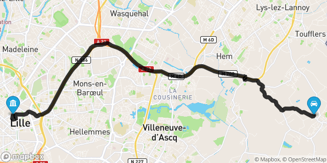 Itinéraire vers Lille