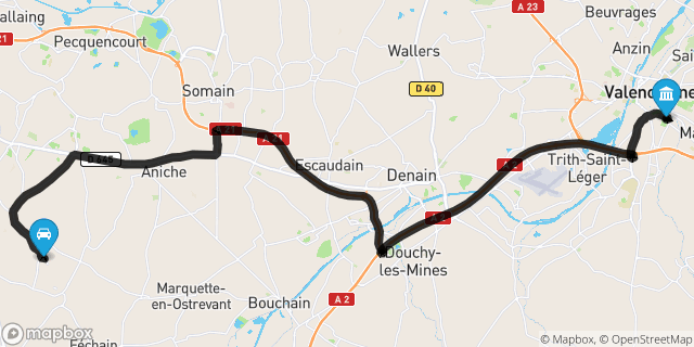 Itinéraire vers Valenciennes