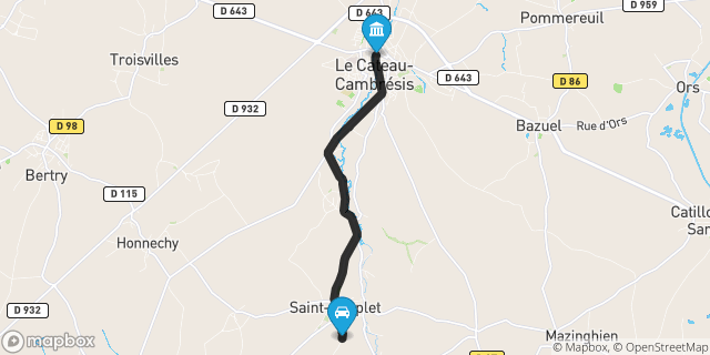 Itinéraire vers Le Cateau-Cambrésis