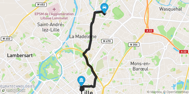 Itinéraire vers Lille