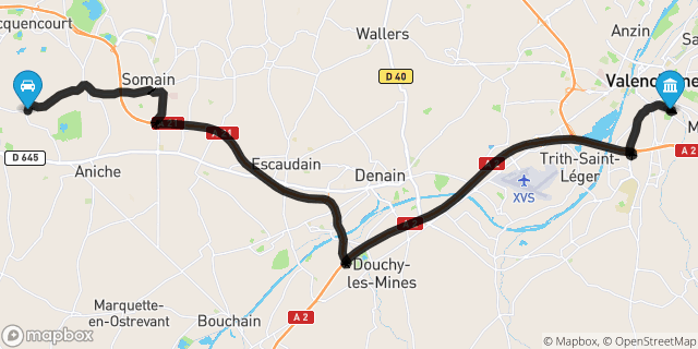 Itinéraire vers Valenciennes