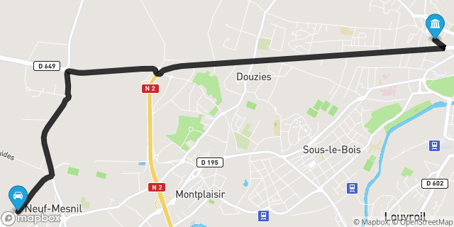 Itinéraire vers Maubeuge