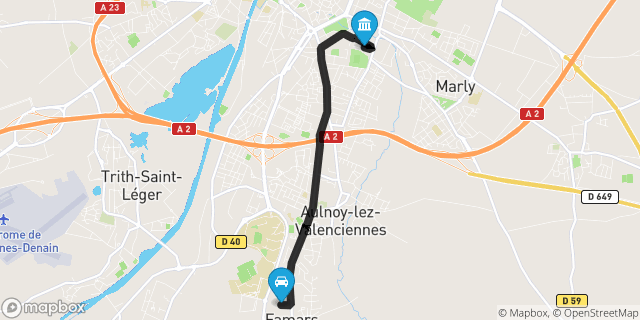 Itinéraire vers Valenciennes