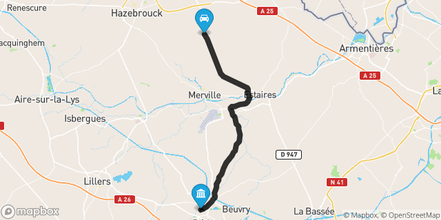 Itinéraire vers Béthune