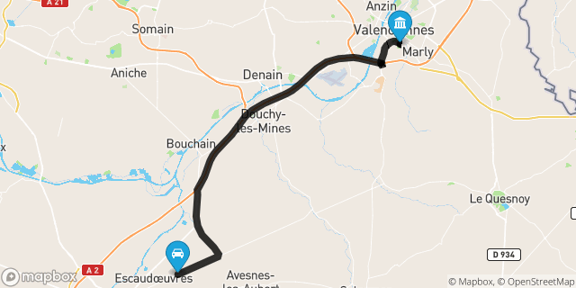 Itinéraire vers Valenciennes