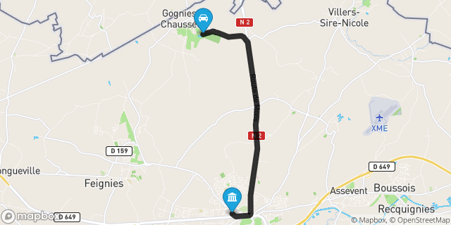Itinéraire vers Maubeuge