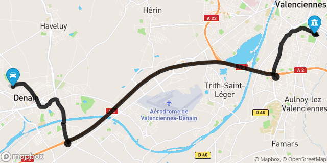 Itinéraire vers Valenciennes