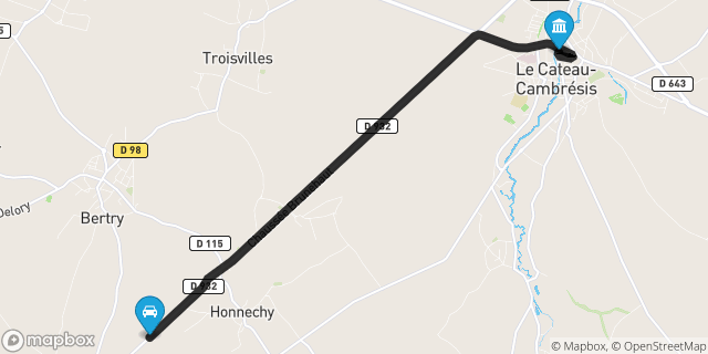 Itinéraire vers Le Cateau-Cambrésis