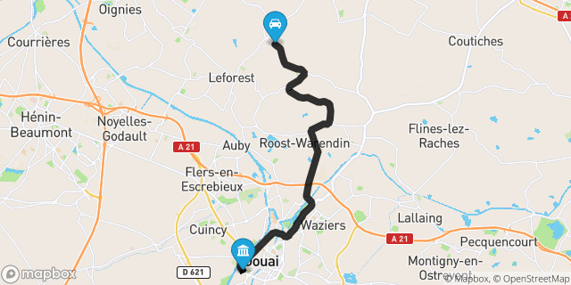 Itinéraire vers Douai