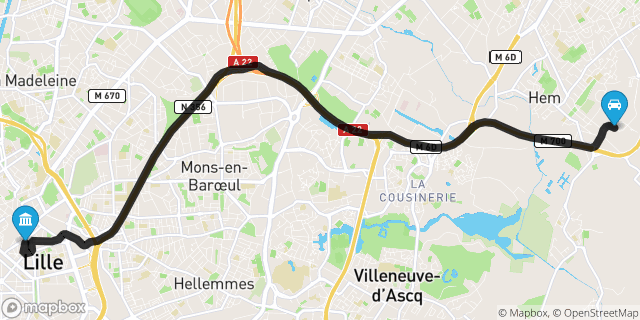 Itinéraire vers Lille