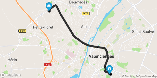 Itinéraire vers Valenciennes