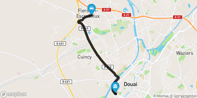 Itinéraire vers Douai
