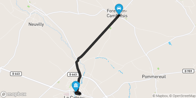 Itinéraire vers Le Cateau-Cambrésis