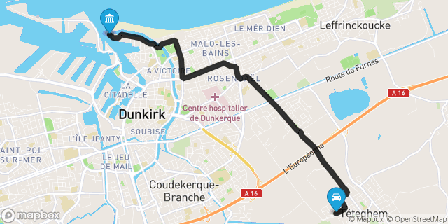 Itinéraire vers Dunkerque