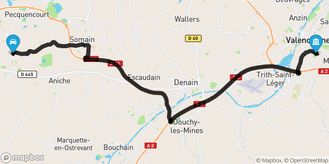 Itinéraire vers Valenciennes
