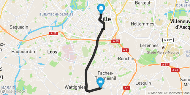 Itinéraire vers Lille