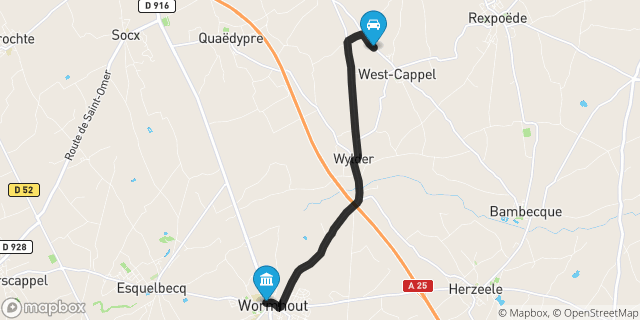 Itinéraire vers Wormhout