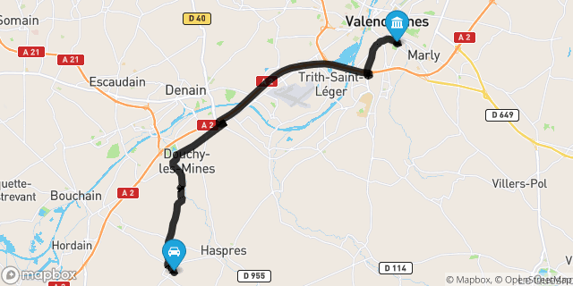 Itinéraire vers Valenciennes