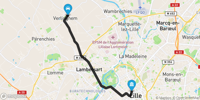 Itinéraire vers Lille