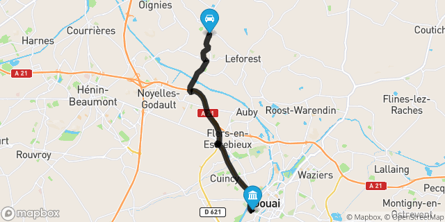 Itinéraire vers Douai