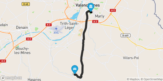 Itinéraire vers Valenciennes