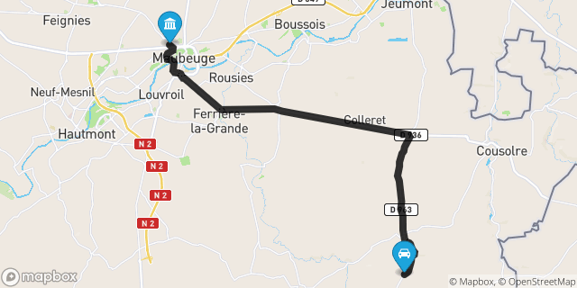 Itinéraire vers Maubeuge