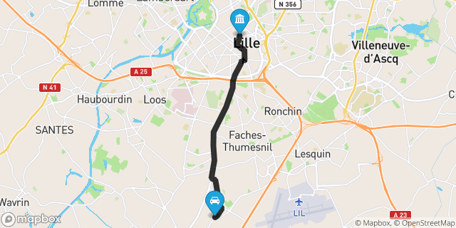 Itinéraire vers Lille