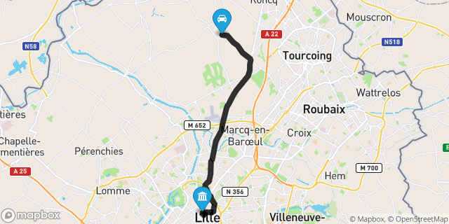 Itinéraire vers Lille