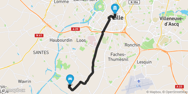 Itinéraire vers Lille