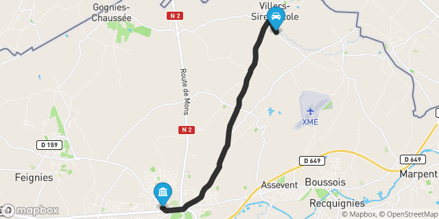 Itinéraire vers Maubeuge