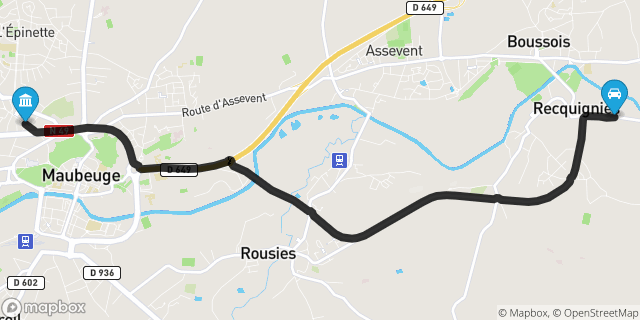 Itinéraire vers Maubeuge
