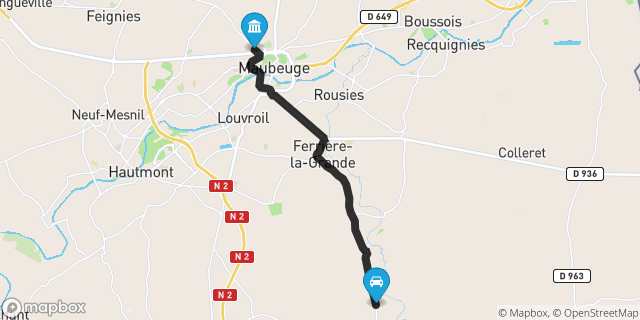 Itinéraire vers Maubeuge