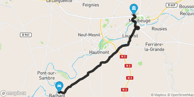 Itinéraire vers Maubeuge