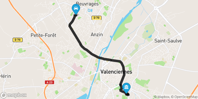 Itinéraire vers Valenciennes