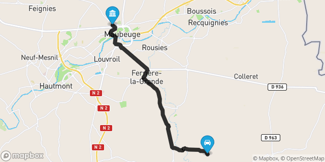 Itinéraire vers Maubeuge