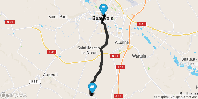Itinéraire vers Beauvais