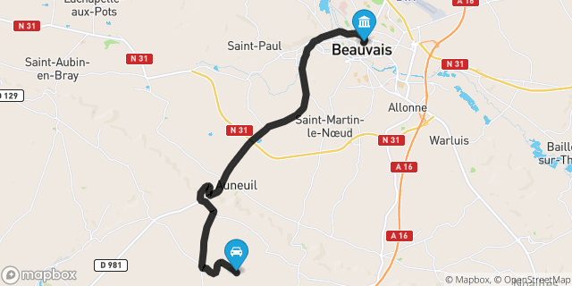 Itinéraire vers Beauvais