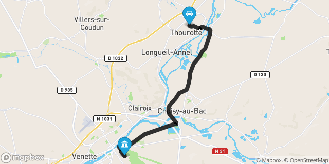 Itinéraire vers Compiègne