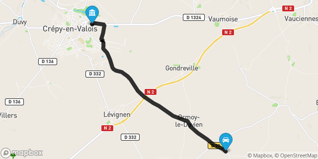 Itinéraire vers Crépy-en-Valois