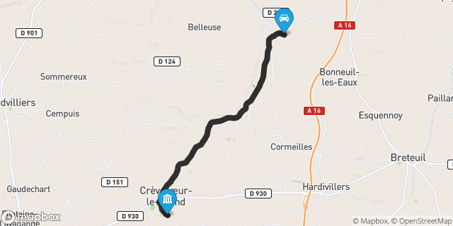 Itinéraire vers Crèvecoeur-le-Grand